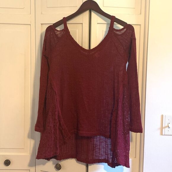 Xhilaration Red Cold Shoulder Sweater - Picture 4 of 10